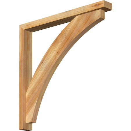 Ekena Millwork Thorton Block Rough Sawn Bracket w/ Offset Brace, Western Red Cedar, 4"W x 34"D x 34"H BKT0402X34X34THR05RWR